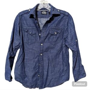 First Wave Boys Blue & White Patterned Long-sleeve Button-up Shirt